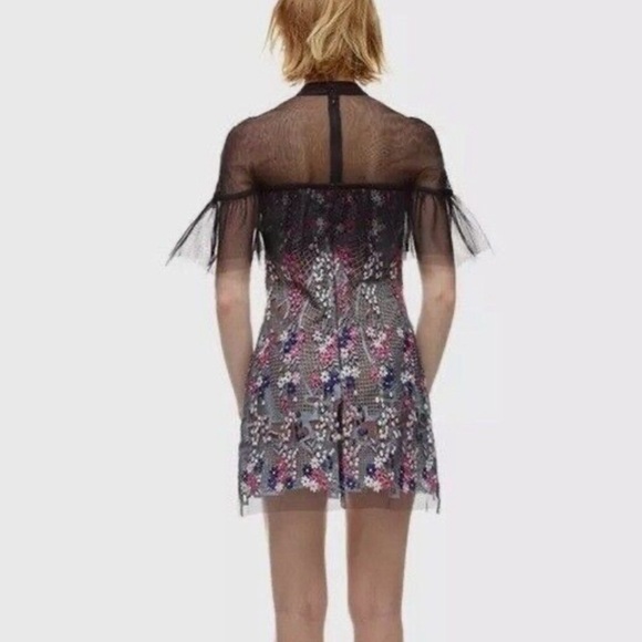 Self Portrait Multicolor Floral Vine Embroidered Mini Dress - Picture 5 of 12